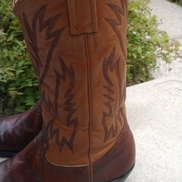 Nocona Mens Boots Lizard Skin Brown Leather Cowboy Western Size 9D - Picture 2 of 12